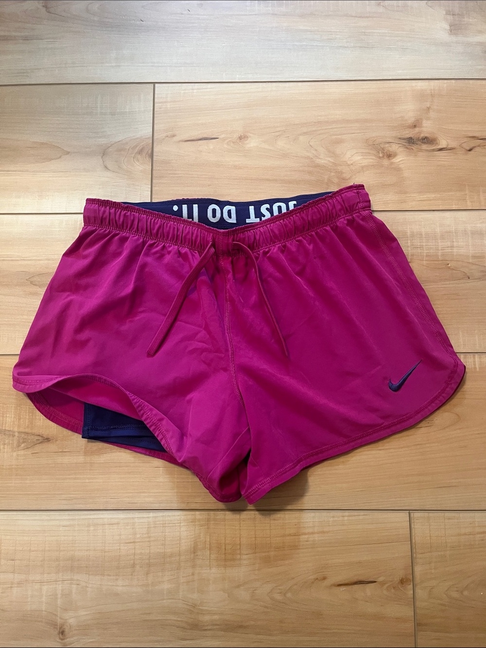 Nike Women's Fuchsia Athletic Shorts with Navy Liner